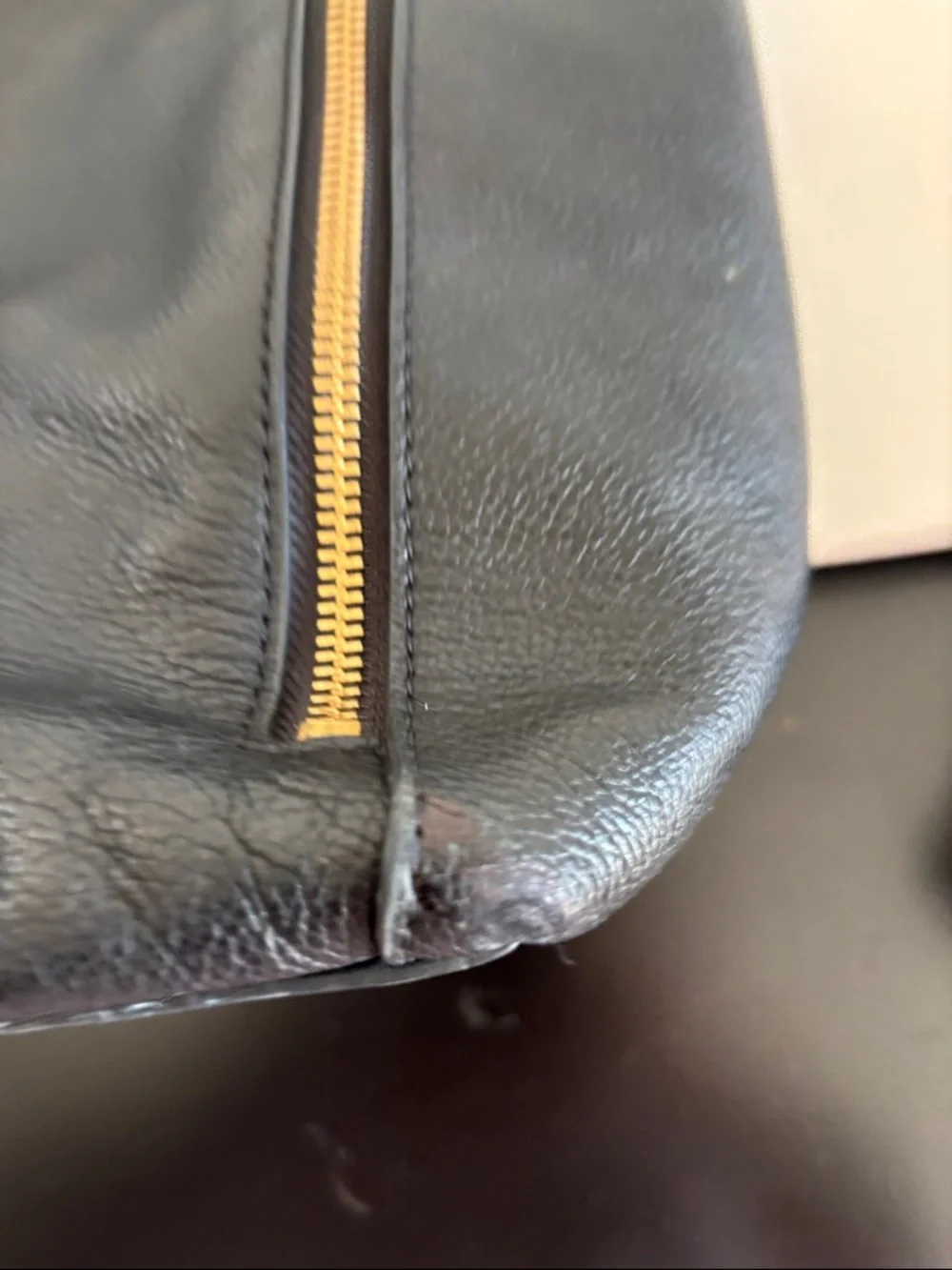 Fossil Black Leather Tote with Gold Accents - Picture 16 of 16